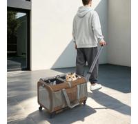 Caja de transporte para perros con ruedas, ventana de visión | Cesta de transporte para gatos, plegable, de tela, bolsa de transporte para gatos, malla transpirable, para coche y avión