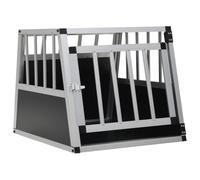 Caja de transporte para perros para coche, estable con puerta única, jaula de transporte de perros de aluminio, 54 x 69 x 50 cm, para perros pequeños