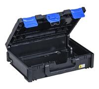 Caja de transporte y almacenamiento, negro/azul, ABS, L x A x H exteriores 396 x 296 x 118 mm.