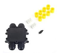 Caja de unión de plástico impermeable cable al aire libre Caja de terminal de 4 vías Caja eléctrica de tipo H IP68 para luces de calles luces de jardín Negro 71x57x29 mm
