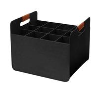 Caja de vino tinto - Funda de fieltro de carbón de 37 x 32 x 22 cm, diseño de compartimento estructurado, soporte plegable para bebidas | Organizador de viaje para botellas de vidrio, transportador de