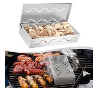 Caja de virutas de madera de barbacoa de acero inoxidable, caja de virutas de madera de barbacoa de 12 pulgadas, para astillas de madera, trozos y pellets