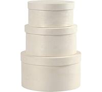 Caja de virutas de madera redonda, D: 10+11+13 cm, árbol de álamo, 3 asstd
