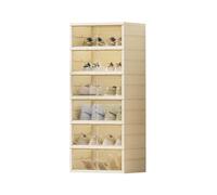 Caja de zapatos plegable apilable de plástico que ahorra espacio para entrada y dormitorio, no requiere montaje, 6 niveles, 6 rejillas CQCCQ