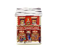 Caja decorativa en forma de casa "Té & café navideño" para galletas, aprox. 14 x 7,5 x 21 cm, volumen: 1,6 L