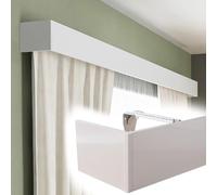 Caja decorativa para barra de cortina, marco de barra de cortina de pared de 23 pies para sala de estar, dormitorio y cocina, elegante tabla de cornisa sin rieles, soporte de cortina incluido