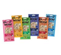 Pack 6x85g - Caja Variada Snacks Naturales Perros - Dog Treats Alta Digestibilidad - Sin Cuero Crudo Sin Cereales - Colágeno Perros Articulaciones - Omega 3 Piel y Músculos - Proteína - Woolf - L