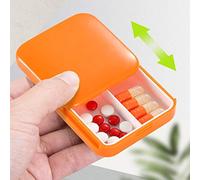 Caja del compartimento de la tableta de dibujos animados 2 rejilla ABS Medicina Dispensador de viaje Caja de píldoras Contenedor de atención médica Organizador divisor, Naranja