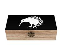 Caja del tesoro de madera de helecho kiwi de Nueva Zelanda de 7.9 x 3.7 x 2.3 pulgadas, cajas de recuerdo con tapa con bisagras y cierre frontal