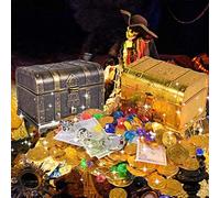 Caja del Tesoro Pirata, Caja de Almacenamiento de Colección de Tesoros Multifunción Hermoso Portátil para Fiesta (Colores Variados #87)