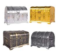 Caja del Tesoro Pirata, Caja de Almacenamiento de Colección de Tesoros Multifunción Hermoso Portátil para Fiesta (Gold)