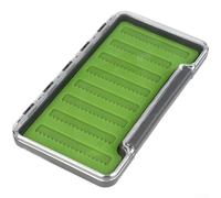 Caja delgada de aparejos de pesca con mosca de un lado con tira de silicona impermeable y tapa transparente diseñada para un uso duradero y resistencia (diente de sierra ampliado)