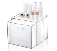 Caja desechable para toallas faciales compatible con Clean Skin Club Clean Towel XL, contenedor de almacenamiento de toallas acrílicas con cajón, organizador de maquillaje, soporte apilable, ideal