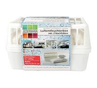 Caja deshumidificador con 2 rellenos de gránulos de 1200 g, hasta 50 m² de espacio de tamaño / 2.500 ml de líquido absorbible, revertir la humedad