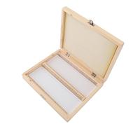 Caja deslizante de madera para microscopio con capacidad para 100 diapositivas con cierre seguro, tapa con bisagras, tabla para vidrio de laboratorio, preparación de educación científica