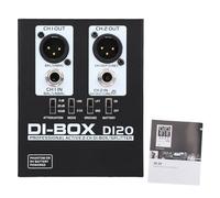 Caja DI activa de 2 canales, XLR TRS balanceada Caja directa estéreo de metal Convertidor de impedancia de señal de inyección directa Eliminador de ruido para altavoz de guitarra