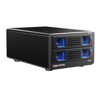 Caja Discos Duros, Caja 2 Bahías de Aluminio 10Gbps con Ventilador para HDD/SSD SATA 2,5/3,5, Cable USB A/C 3.2 con Sustitución en Caliente, Carcasa HDD Sin Herramientas, Das (sin Raid/NAS)