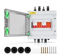 Caja Distribución, Solar Fotovoltaica 1000V 40A 2 en 2 Salida 2 String PV DC Interruptor Aislamiento Caja Combinadora Solar Distribución IP65 Impermeable para Sistemas Solares Fotovoltaico