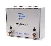Caja divisora de señal de canal de efecto de pedal de guitarra plateada A B a dos caminos de amperios con conector sintonizador, carcasa de trabajo, tamaño compacto para instrumentos de bajo eléctrico