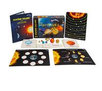 Caja educativa Montessori - Descubrimiento del Sistema Solar - Material pedagógico sensorial PACHA ECHECS con planetas, Mapas de Nomenclatura y Soporte Galáctico