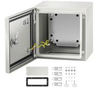 VEVOR Caja NEMA de Acero al Carbono 20 x 20 x 15 cm Caja de Gabinete Eléctrico NEMA 4X IP66 a Prueba de Agua y Polvo Caja de Conexiones Eléctricas para Interiores y Exteriores con Placa de Montaje