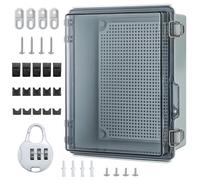 Caja Eléctrica Impermeable IP65, Caja Estanca Exterior Electrica, Cuadro Electrico de Carcasa Industrial, Caja Estanca Enchufes Exterior con Accesorios Montaje en Pared y Cerradura (29 * 19 * 14 cm)