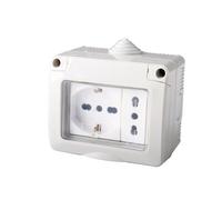 Caja eléctrica IP55 con puerta, 3 módulos toma Schuko P40 + toma bipaso 10/16 A, kit de caja eléctrica lista, montaje de pared exterior