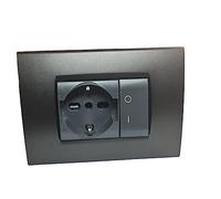 Caja Eléctrica lista para usar con interruptor 0/1 Schuko para empotrar y con soporte externo (con caja 503 Schuko y interruptor 0/1 negro)