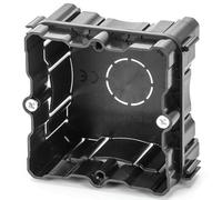 Caja empotrable negra para mecanismos, diseño funcional, ideal para instalaciones eléctricas, optimiza el espacio en paredes.
