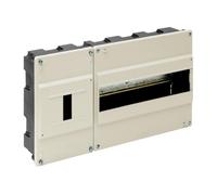 Caja empotrar hasta 12 elementos, color marfil, ideal para instalaciones eléctricas y distribución de circuitos.