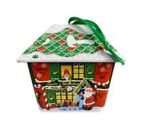 Caja en forma de casita "Santa Haus" con percha para galletas, pralines y chocolates, aprox. 11 x 8,5 x 9,5 cm, volumen: 200 ml