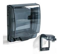 Caja Enchufe Interruptor Impermeable Pared - Protector Enchufes Prueba Agua Cubierta Salpicaduras Aire Libre Plástico Ubierta Exterior y Protección Puerta Tapa Accesorio Cocina Baño (Transparente)