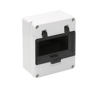 Caja estanca de 6 elementos, estructura robusta, ideal para protección de equipos en entornos húmedos y uso en exteriores.
