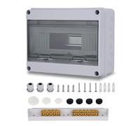 Caja Estanca Exterior Electrica 12 Módulos, IP65 a Prueba de Agua Caja de Distribución de Superficie, con Bloque de Terminales Carril DIN y Accesorio, Caja Conexiones Electricas para Jardín Exteriores