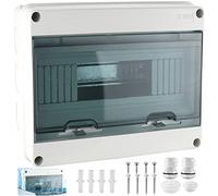 Caja Estanca Exterior Electrica 12 Modulos Ip65, Cuadro Electrico Superficie Piscina Caja Distribucion Electrica Superficie de Plástico ABS con 2 Conectores para Uso en Interiores y Exteriores