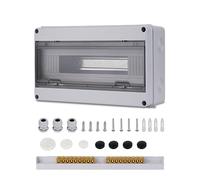 Caja Estanca Exterior Electrica 18 Módulos, IP65 a Prueba de Agua Caja de Distribución de Superficie con Bloque de Terminales Carril DIN y Accesorios, Caja Conexiones Electricas para Jardín Exteriores
