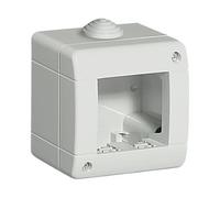 Caja estanca IP40 de 2 módulos, protección contra humedad y polvo, ideal para instalaciones eléctricas y de seguridad.