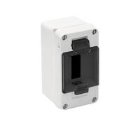 Caja estanca IP54 para 3 elementos con solera, ideal para proteger conexiones eléctricas en exteriores y entornos húmedos.
