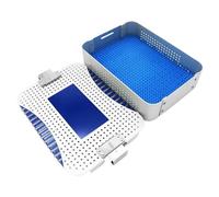 Caja EsterilizacióN Instrumentos QuirúRgicos AleacióN Aluminio Bandeja CirugíA Dental Con Tapete Silicona Caja Almacenamiento Instrumentos Resistente Al Calor Adecuada Uso QuirúR 30x20x5-Single Layer