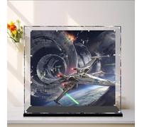 Caja expositora acrílica compatible con Le-go 75419 modelo Estrella de la Muerte, caja a prueba de polvo, caja transparente, caja de exhibición (solo vitrina) (base negra + spray trasero de 3 mm)