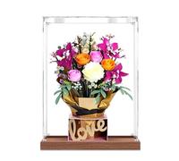 Caja expositora acrílica para Lego 10342, caja de regalo de oro rosa, modelo de flor, caja transparente a prueba de polvo, compatible con el modelo Lego 10342 (modelo no incluido) (base marrón de 3 mm