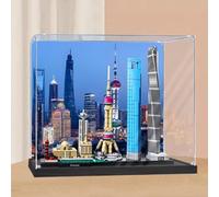 Caja expositora acrílica para Lego 21039 Shanghai Skyline Architecture, caja expositora transparente a prueba de polvo, compatible con kit de construcción Lego 21039 (modelo no incluido) (fondo
