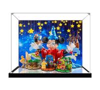 Caja expositora acrílica para modelo Lego 21352 Magical World Architecture, transparente, a prueba de polvo, compatible con el modelo Lego 21352 (modelo no incluido) (base de espejo + fondo A)