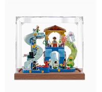 Caja expositora acrílica transparente a prueba de polvo, compatible con LEGO 42630 Heartlake City Waterpark, caja de almacenamiento, vitrina (solo caja de exhibición) (base de madera de 2 mm)
