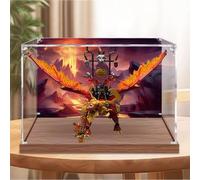 Caja expositora acrílica transparente a prueba de polvo, compatible con LEGO 71822 Dragon Model Set caja de exhibición, caja de almacenamiento, vitrina (solo caja de exhibición) (base de madera +