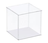 Caja expositora acrílica transparente de 30 x 30 x 40 cm, almacenamiento a prueba de polvo con base blanca, perfecta para cables y objetos pequeños, solución versátil para escaparate