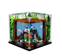 Caja expositora de acrílico transparente a prueba de polvo, compatible con lego 21265 Creative Workbench, caja de almacenamiento, vitrina (solo caja expositora) (base negra + fondo de 3 mm)