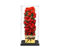 Caja expositora de acrílico transparente a prueba de polvo, compatible con Lego 40460 Rose Bouquet, caja de almacenamiento, vitrina (solo caja expositora) (base negra de 2 mm)