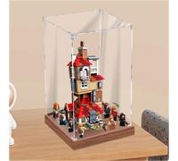 Caja expositora de acrílico transparente a prueba de polvo, compatible con LEGO 75980 Humble Abode modelo caja de exposición, caja de almacenamiento, vitrina (solo caja expositora) (base de madera de