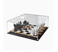Caja expositora de acrílico transparente a prueba de polvo, compatible con LEGO 76392 Wizard Chess modelo de caja de exhibición, caja de almacenamiento, vitrina (solo caja expositora) (base negra de 2